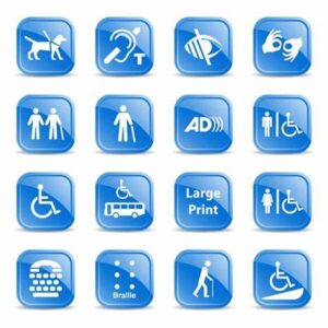 Collection of web accessibility icons for inclusive website design