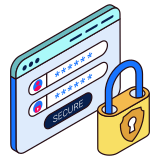 Set of website security icons representing online protection measures